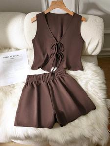 Women's Casual Sleeveless Top & Wide Leg Shorts Set, Stylish Daily Wear, Perfect for Everyday Use, Comfortable Women's Clothing