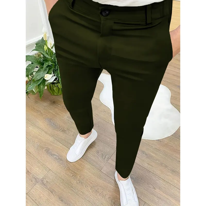 Men's Slim-Fit Stretch Dress Pants - Navy Blue, Zipper Closure, Straight Leg Design, Polyester Blend, Comfortable & Stylish for Business or Casual Wear, Allseason Trousers | Slimfit Pants | Smooth Texture Pants Menswear Suit 2