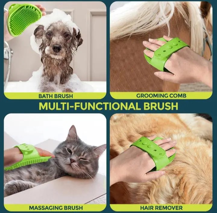 Dog Grooming Mitt Pet Glove Brush | Cat Fur Hair Remover Deshedding Hand Massage 6