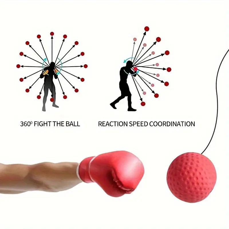 1 Set Boxing Reflex Ball Set for Adults & Teens - PA Nylon React Reflex Ball with Adjustable Headband, Hand Wraps & Carry Bag - Enhances Hand-Eye Coordination, Speed & Reaction Time 2