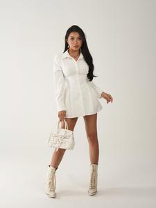 Spicy girl with slimming and waist cinching design, shirt skirt