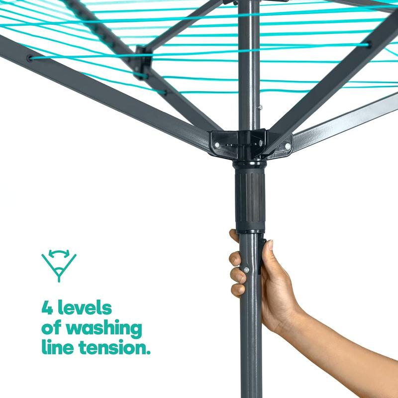 Outdoor Garden 4 Arm 45m folding Rotary Washing Line Clothes Airer Dryer with Free Ground Spike and Cover (Charcoal) 4