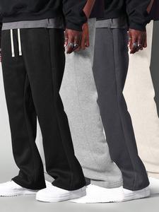 Men's Solid Color Straight Leg Pants, Loose Casual Comfy Breathable Trousers for Summer, Men's Bottoms for Daily Wear, Beige