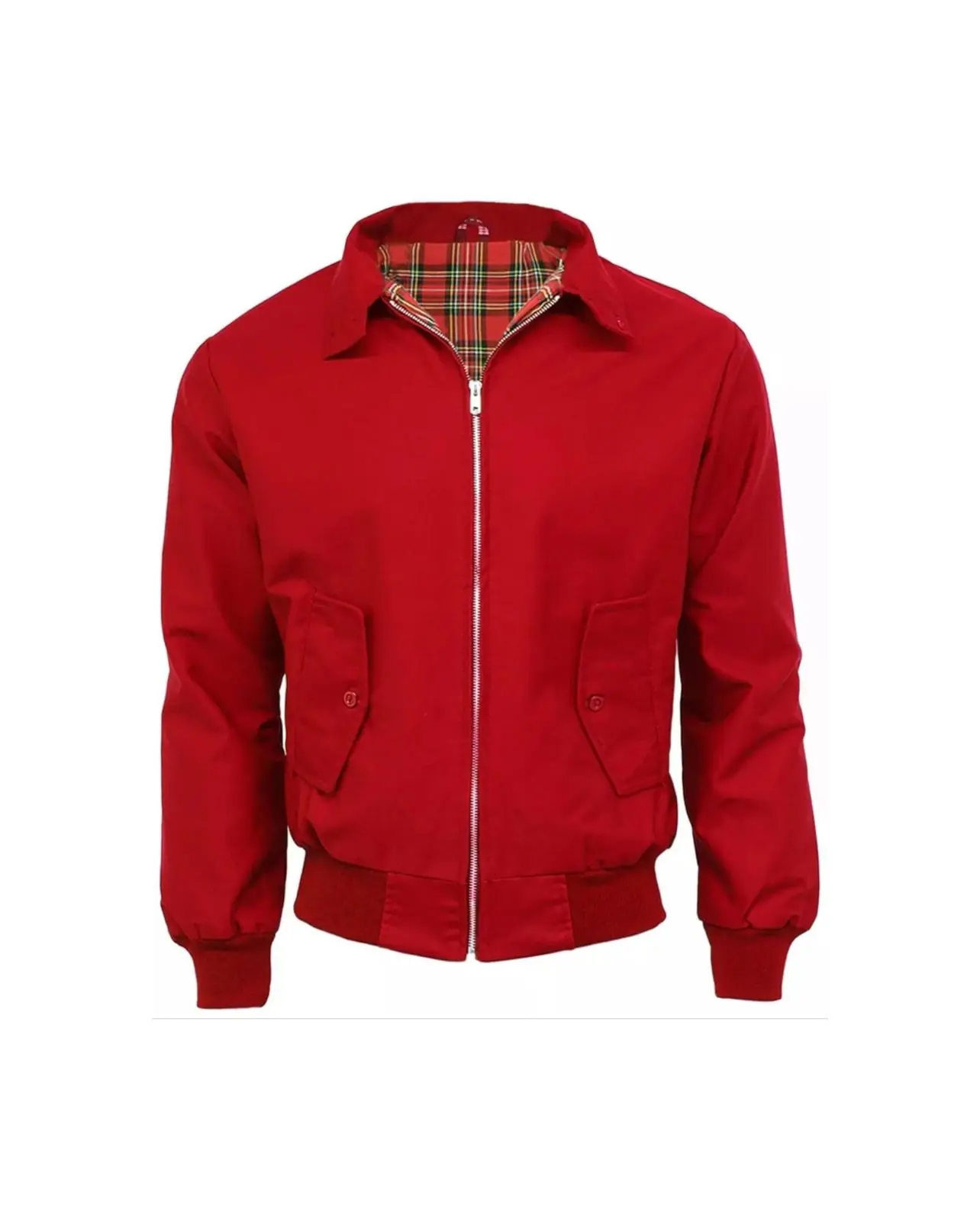 Mens Harrington Jacket Classic Retro Scooter 1970's Vintage Bomber MOD Skin Tartan Lining Coat Top Collar Cotton