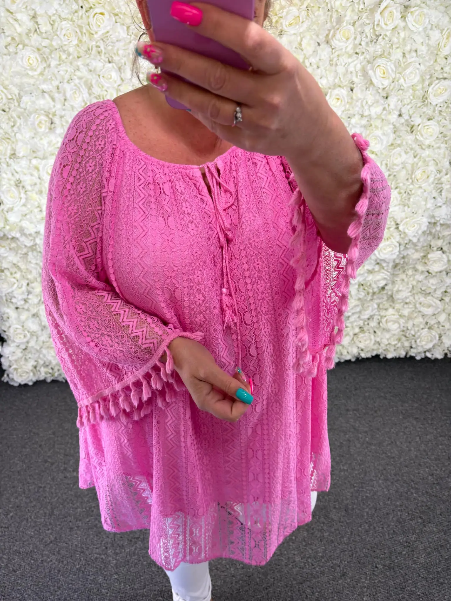 JB PENELOPE Lace Tassel Top 14 to 24 Plus Size Curve Blouses Womenswear Summer Holiday