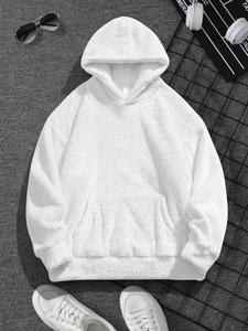 Men's Solid Drop Shoulder Thermal Lined Hoodie, Casual Loose Long Sleeve Hooded Sweatshirt for Fall & Winter, Men's Clothes for Daily Wear