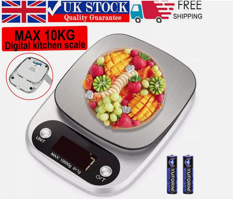 10KG Kitchen Scales Digital Electronic LCD Cooking Baking Food Weighing Scale UK 0