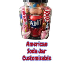 American Soda Drink Jar - Filled with pick and Mix Sweets and drinl of your choice for Gifts Set Party Refreshing Beverage Perfect for Treats