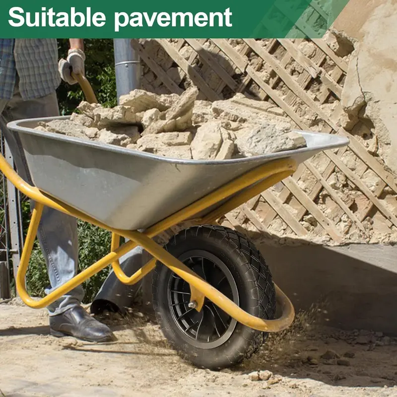 UK PU 14" BLACK Puncture Proof Solid 3.50-8 wheelbarrow wheel COMPLETE NEW 7