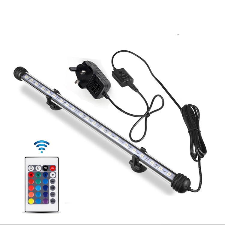 Submersible aquarium light fish tank light LED multi-color RGB waterproof fish tank light underwater crystal glass light 3-layer waterproof remote control brightening light 1
