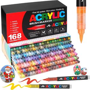Acrylic Paint Marker Pen Set, 1 Box Acrylic Paint Pen for Wood, Stone, Canvas, Glass, Fabric, Egg, Rock Painting and DIY Crafts