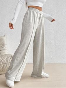 Women's Plain High Waist Wide Legged Sweatpants, Fashion Casual Comfy Trousers for Daily Wear Outdoor Sports, Minimalist Women's Bottoms for Fall & Winter, Baggy Pants for Women, Sporty Athleisure Pants, Casual Street Sweatpants