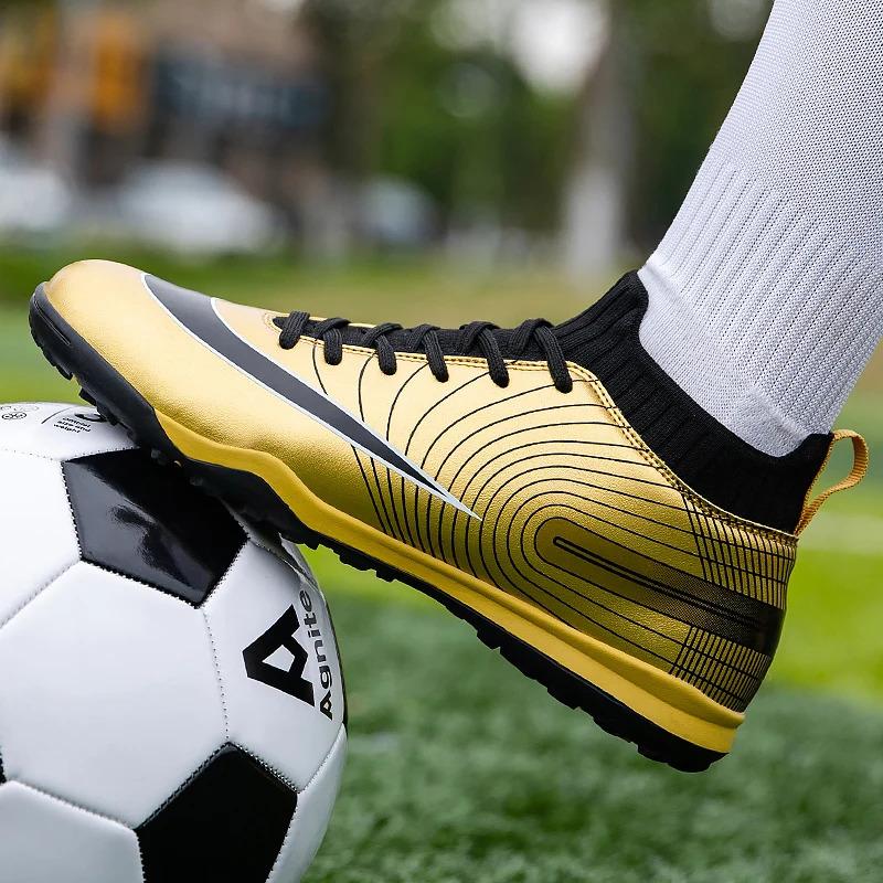 Product Introduction of Football Boots Children Soccer Cleats Professional Golden Football Shoes for Boys Kids Men Soccer Shoes Unisex 21