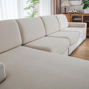 1pc Straight Line Elastic Sofa Cushion Cover, Modern Anti-Slip Design, Universal Fit for L-Shaped and 1-4 Seat Sofas, Living Room Protection, Sofa Couch Covers