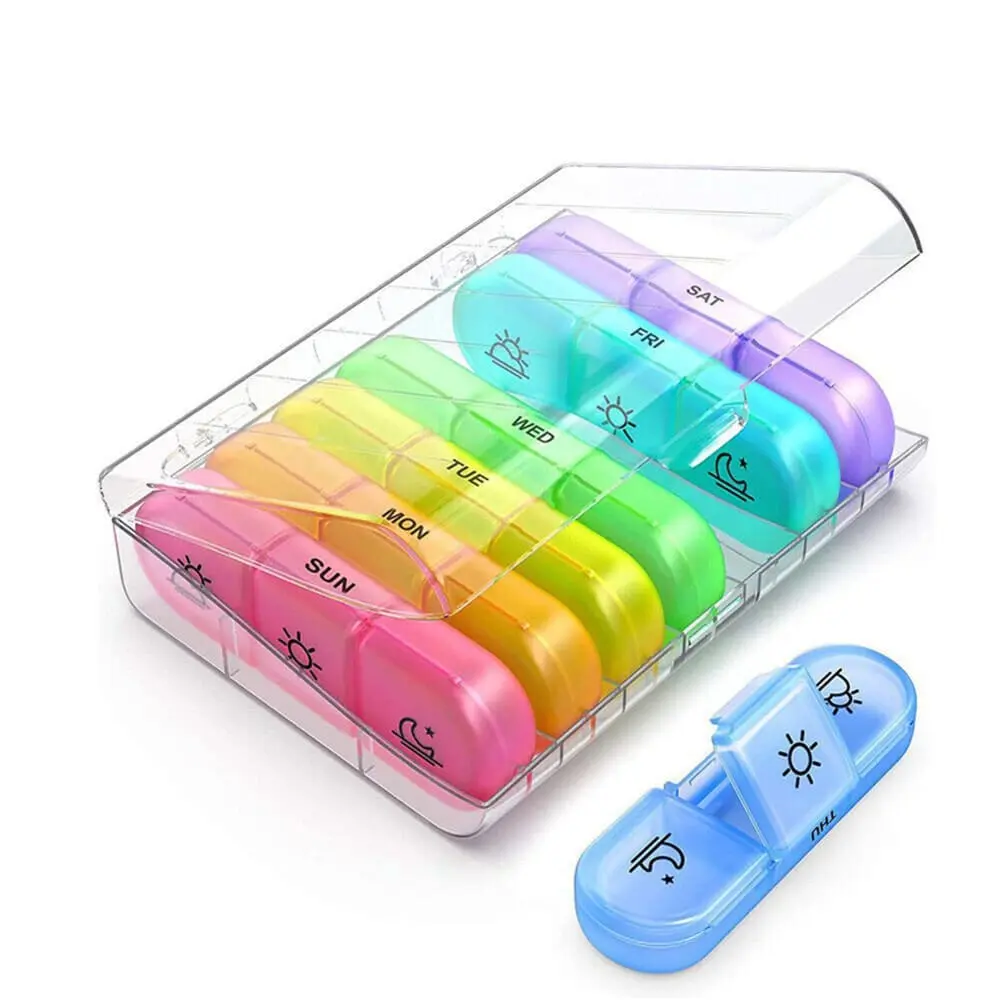 7 Day Pill Organizer Box – Daily Compartment Medicine Holder for Tablets and Capsules, Ideal for Travel, Work, and Home Use, Compact Pill Storage