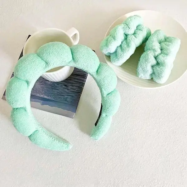 Women's Cute Fashion Fluffy Hair Hoop & Wristbands with Moisture Absorption Function, Gifts for Girlfriend, Casual Trendy Hair Accessories Set with Ruched Design for Women & Girls hairband 5