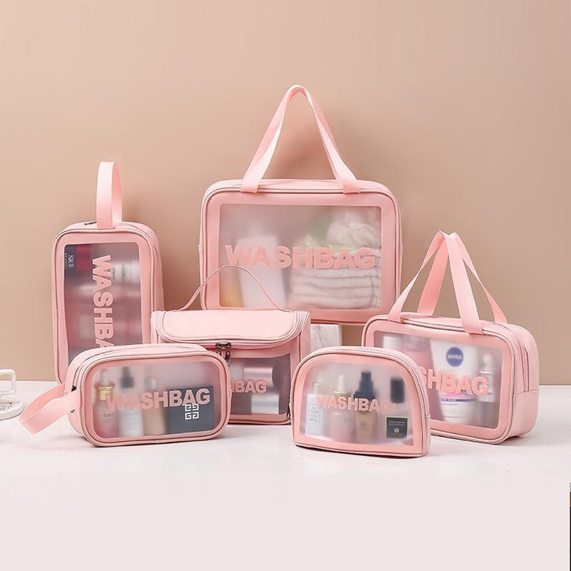 6pcs/3pcs /1pcs Transparent Wash Bag Set, Waterproof PVC Cosmetic Bag, Portable Travel Toiletry Bag,Sports and Outdoor Travel 1