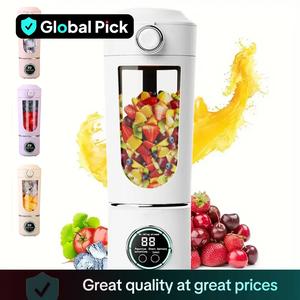 USB Rechargeable Portable Juicer, 1pc 23.67oz Mini Ice Crusher, Fruit Vegetable Juicer Digital Display Juicer for Smoothies and Milkshakes, Portable Juicer Blender, Great for Traveling, Kitchen Appliances, Gifts, Ice Maker Machine