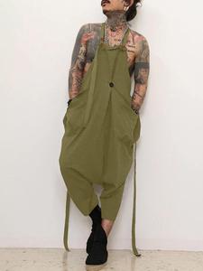 Men's Solid Wide Leg Sleeveless Overall, Casual Deconstructed Design Oversized Jumpsuit for Summer, Fashion Men's Clothes for Daily Wear