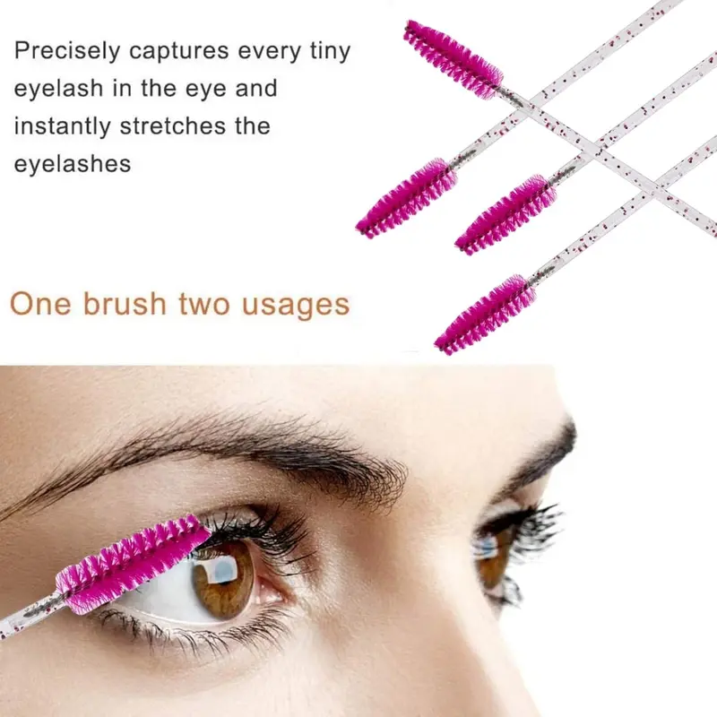 50 pcs Eyelash Mascara Brushes, Wands Applicator Eyebrow Brush Makeup Kit, Eyebrow Castor Oil Brush Makeup Tool 3
