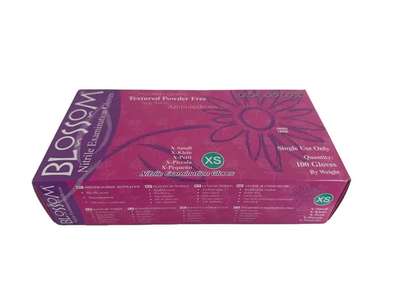 100 Premium Lilac Purple Nitrile Gloves Disposable Powder-Free Latex-Free Textured Fingertips Blossom brand Dentistry Beauty Salon Nail Tattoo Care Size XS 1