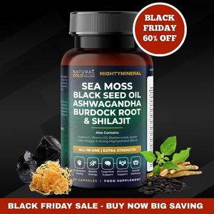 BLACK FRIDAY SALE - MightyMineral - Shilajit 4000MG, Sea Moss 8000MG, Ashwagandha 2000MG, Black Seed 3000MG, Burdock Root 2000MG | 5 IN 1 | ALL-IN-ONE | Optimum Healthcare Edible Dietary Natural Wellness & Fitness Supplement Potent Capsules- Vegan by NGW