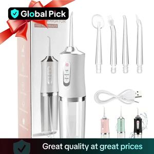 Rechargeable Cordless Water Flosser, Portable Oral Irrigator with 4 Counts Jet Tips, Waterproof Teeth Cleaner, 3 Modes Teeth Cleaning Tool for Home & Travel, Mouth Hygiene Kit, Gentle Oral Care Tool, Oral Care Product, Oral Hygiene Essentials