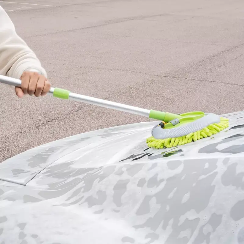 Telescopic Car Cleaning Brush Microfiber Mop Wash Kit Scratch 2x Mittens 5