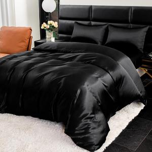 Solid Color Satin Bedding Set, 1 Set Including 1 Count Duvet Cover & 2 Counts Pillowcases without Filler, Soft Comfortable Bedding Set for Home Bedroom Dormitory