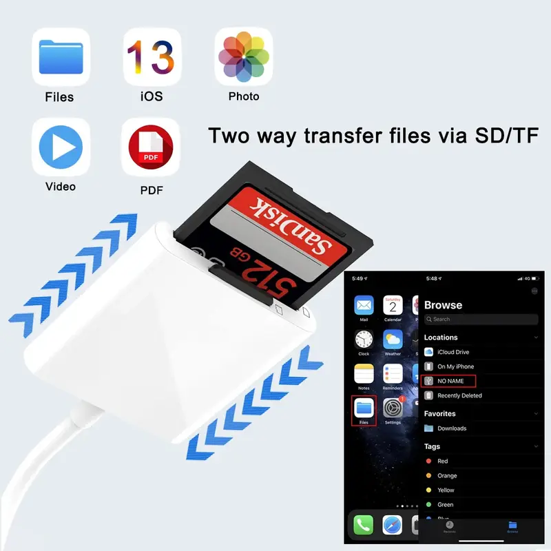 OTG Adapter For Apple Adapter SD Card TF Card 2In1 Multifunction Camera Highspeed Transmission Card Reader Music Storage Card 4