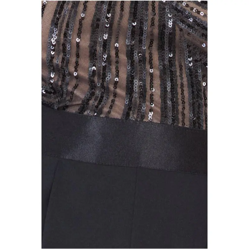 Goddiva One Shoulder Sequin Jumpsuit - Black 3