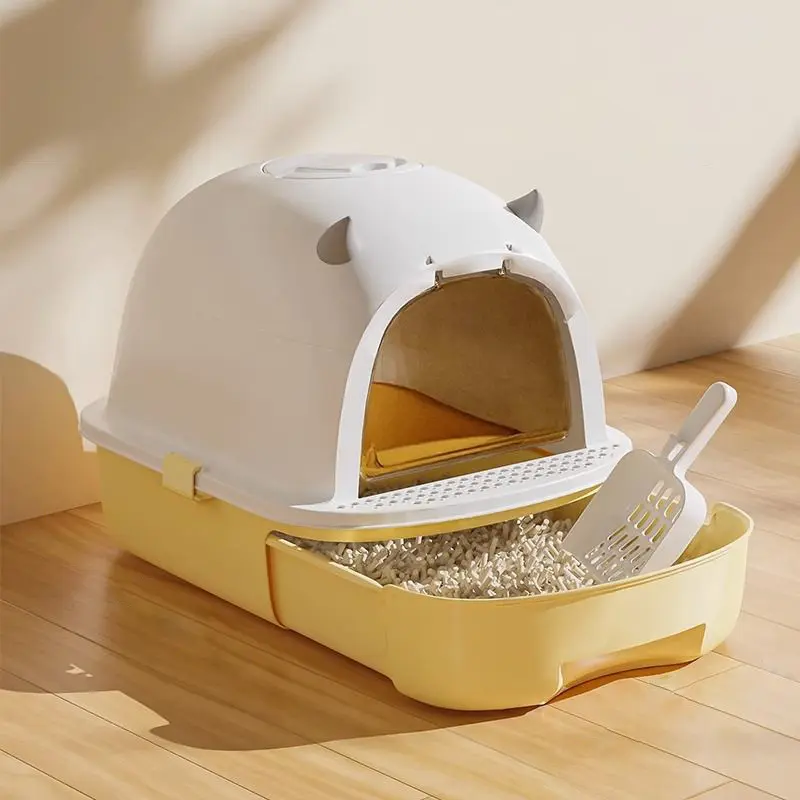 Livingandhome Detachable Cat Litter Box with Sand-Leakage Pedal and Odour Control Bag 5