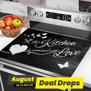 Kitchen Themed Gas Stove Plate Cooktop Panel Protector Cover, 1 Count Heat & Scratch Gas Stove Stand Rack Cover, Easy To Clean, Durable Stove Top Protectors