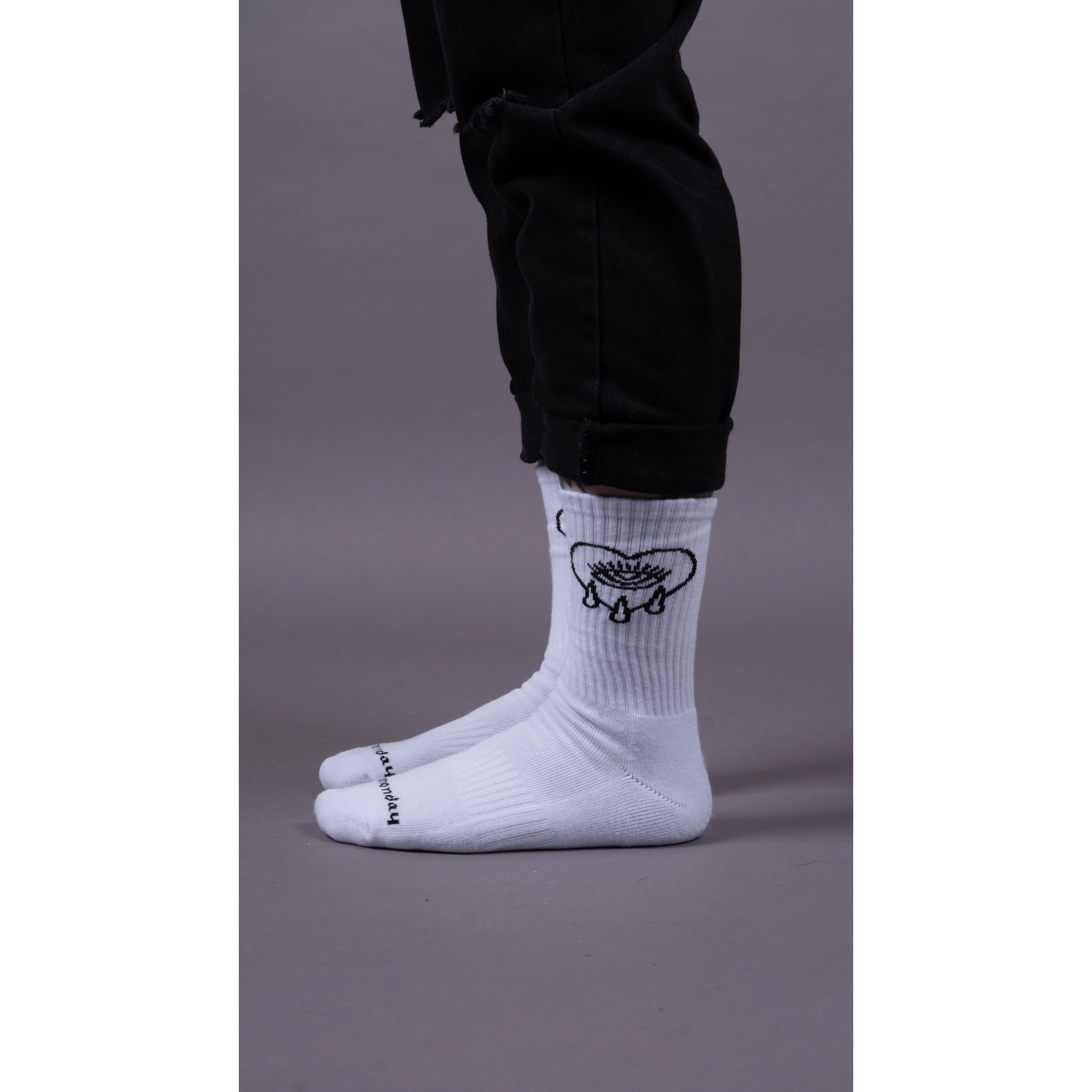 White Crying Heart Socks