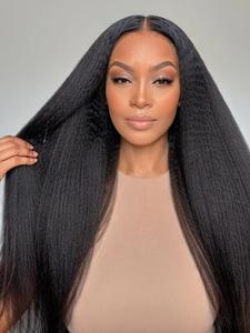 30 Inch Black Long Straight Yaki Wigs for Women, Gorgeous Fluffy Wigs without Bangs, Synthetic Lace Front Wigs for Party, Daily Use, Gifts for Girlfriend, Wigs for White Women