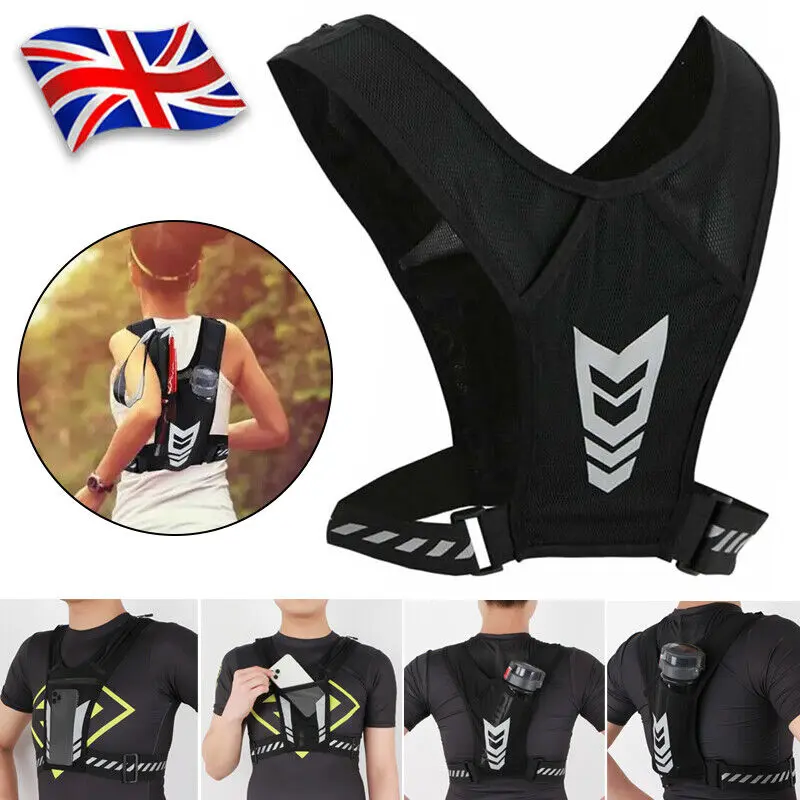 Cycling Running Hydration Pack - Comfortable Chest Water Bottle Holder & Phone Pouch - Breathable Sports Backpack for Men Women - UK 1