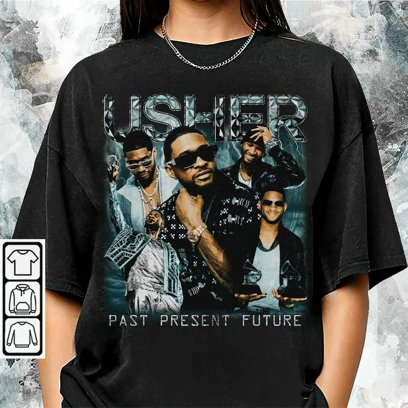 Usher Past Present Future Tour Shirt, Graphic Usher World Tour 2025, Vintage Usher Fan Gift Unisex Shirt
