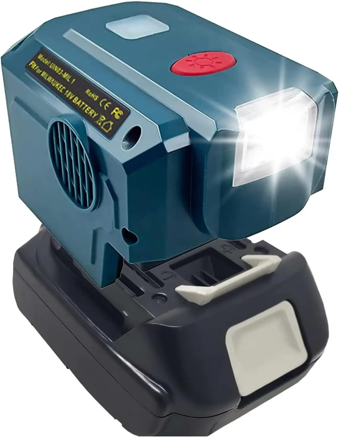 Power Inverter Generator Fit for Makita/Dewalt 18V Lithium Battery, DC18V to AC 220-230V Portable Power Station for Phone Charger Adapter, 1 USB Ports & 1 Type-C & 1 AC Outlet, 200LM LED Light