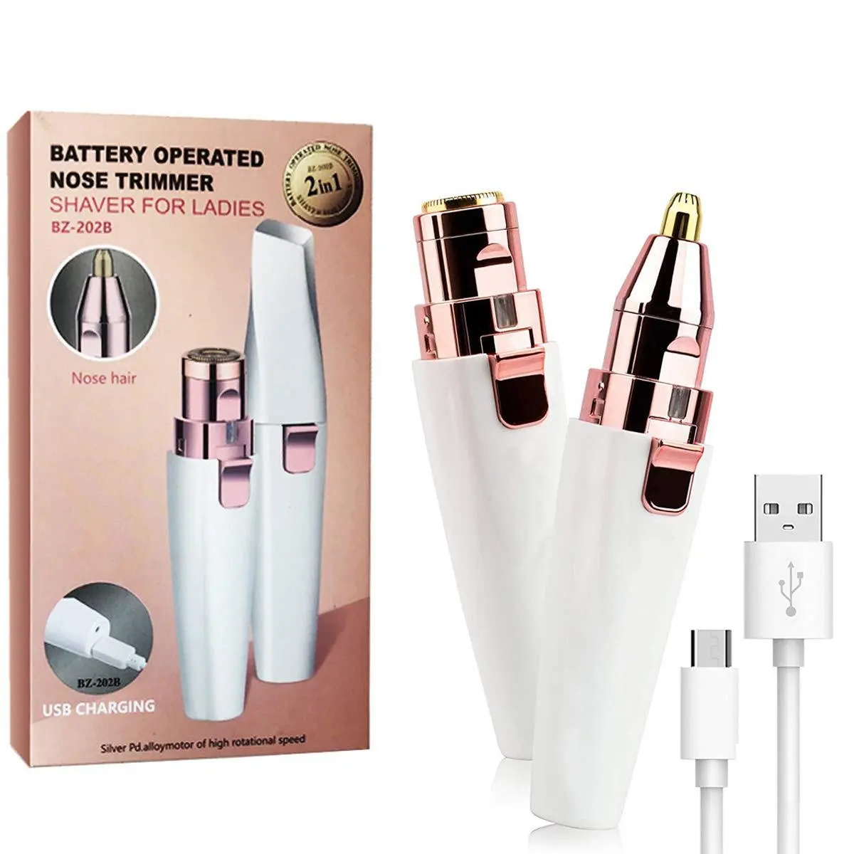 Rechargeable 2-in-1 Eyebrow & Facial Hair Remover for Women, Painless Razor with LED Light for Lips, Body & Daily Gentle Comfort