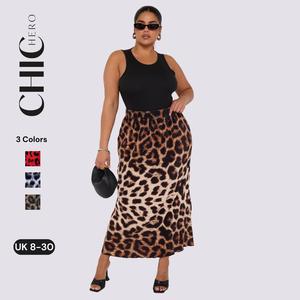 2025 ChicHero Leopard Print Elasticated Waist Pleated Comfort Casual Fit Maxi Skirt Floral Printed Womenswear Boho Bottom Cute Everyday Fashion