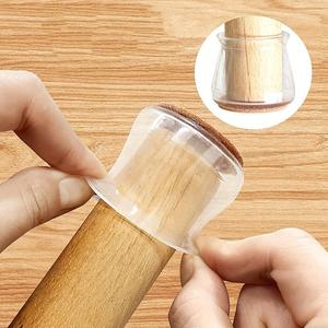 Clear Chair Leg Cover, 12pcs Non-slip Chair Leg Protector, Wood Furniture Leg Cover for Sofa Bed Cupboard Table