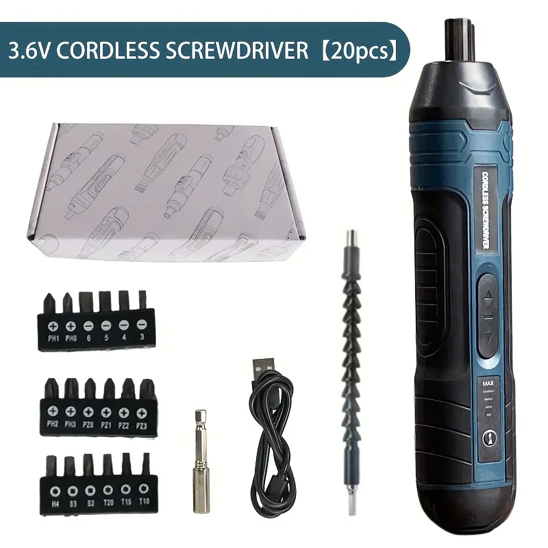 Electric Screwdriver 3.6V Small 2/20pcs/105pcs Multifunctional Torque Adjustable Straight Handle Disassembly Screwdriver, with Lithium Battery Screwdriver, Mini Portable Tool Complete, Suitable for Home Equipment Maintenance and Repair 6
