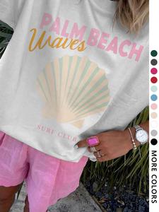 Women's Cartoon Shell Print Round Neck Graphic Tee, Vintage Trendy Casual Short Sleeve T-shirt for Daily Wear, Ladies Summer Outfit, Top