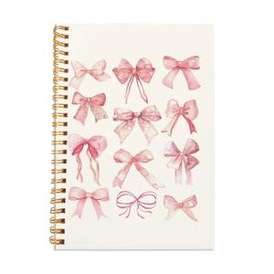 Bow Pattern Notebook, 1 Count Pink Bow Journal Notebook, Aesthetic Notebook Journal for Women, Cute Notebook, Office Supplies, Fill Blank Journal