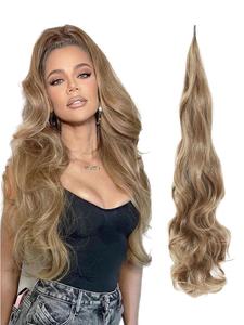 32 Inch Blonde Long Wavy Ponytail Extension, Synthetic Hair Extensions for Women, Flexible Wrap Around Ponytail Wavy Ponytail Extension for Daily Use