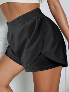 Women's 2 In 1 Elastic Waist Track Shorts, Summer Clothes Women, Comfort Basic Minimalist Casual Sporty Breathable Sports Shorts for Yoga Gym Workout Running, Women's Bottoms for Summer