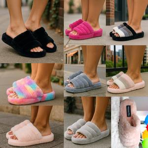 Nexsus Plus Ladies Women Faux Fur Fluffy And Cosy Indoor And Outdoor Leighweight Slippers Winter Sliders Flip&Flops Size UK 3-8 Walking Shoes Footwear Flipflop Girl Comfort Weight Soft Lightweight