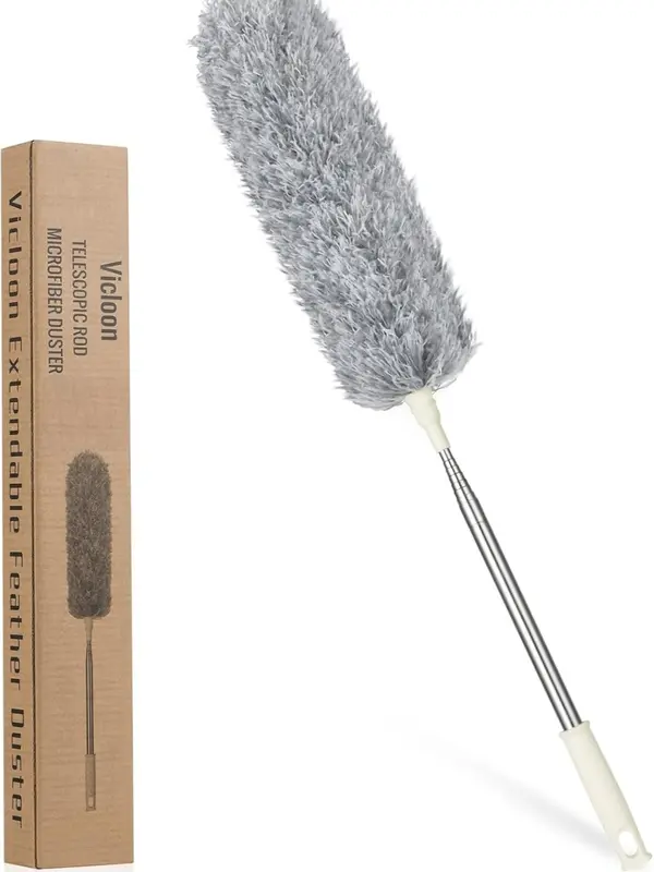 Vicloon Extendable Microfiber Duster with 96-Inch Telescopic Pole and Bendable Head for High Ceiling Fans, Cars, Blinds, and Cobweb Cleaning 0