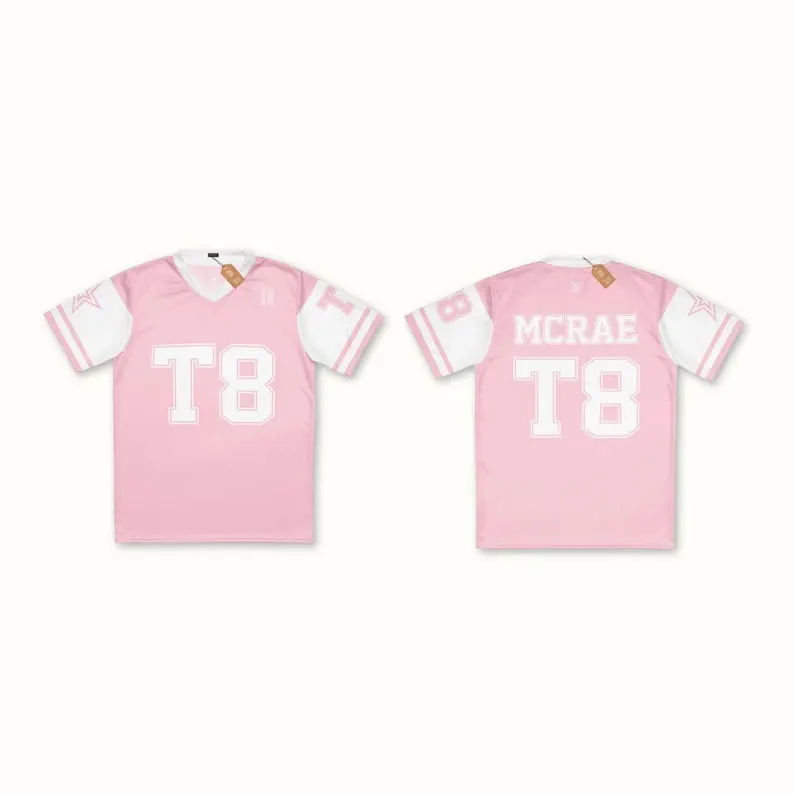 Tate Mcrae Pink & White Football Jersey, Tate Concert Clothes, T8 Mcrae Jersey, Tate Mcrae Tshirt, T8 Shirt, T8 Hoodie, Tate Mcrae Jersey, 4