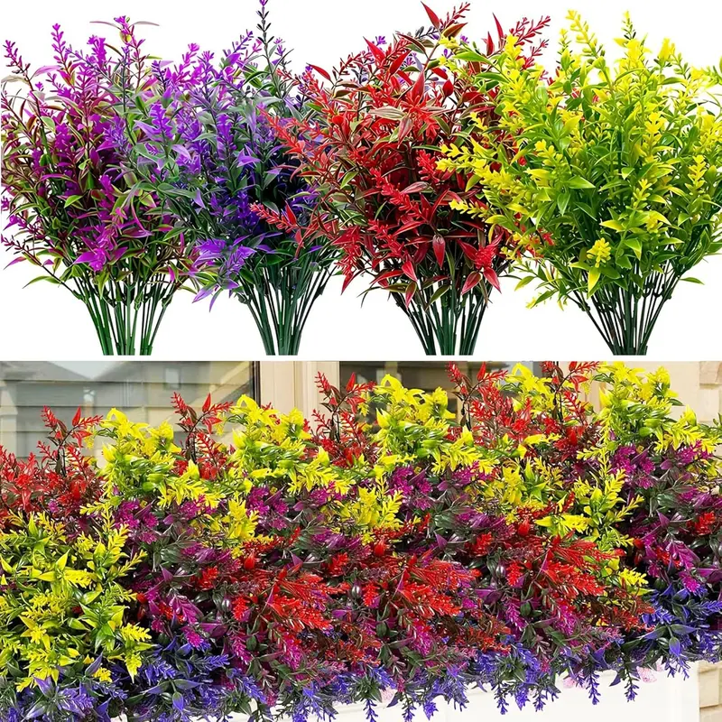 HNVNER 16 Bunches Outdoor Artificial Flowers Artificial Lavender Flowers Uv Resistant Plastic Fake Flowers for Outside Hanging Baskets Planter Garden Home Decorating artificial  plant garden  plants garden  flowers 0